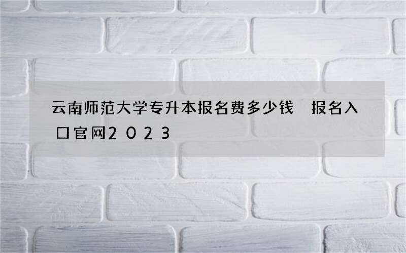 云南师范大学专升本报名费多少钱 报名入口官网2023